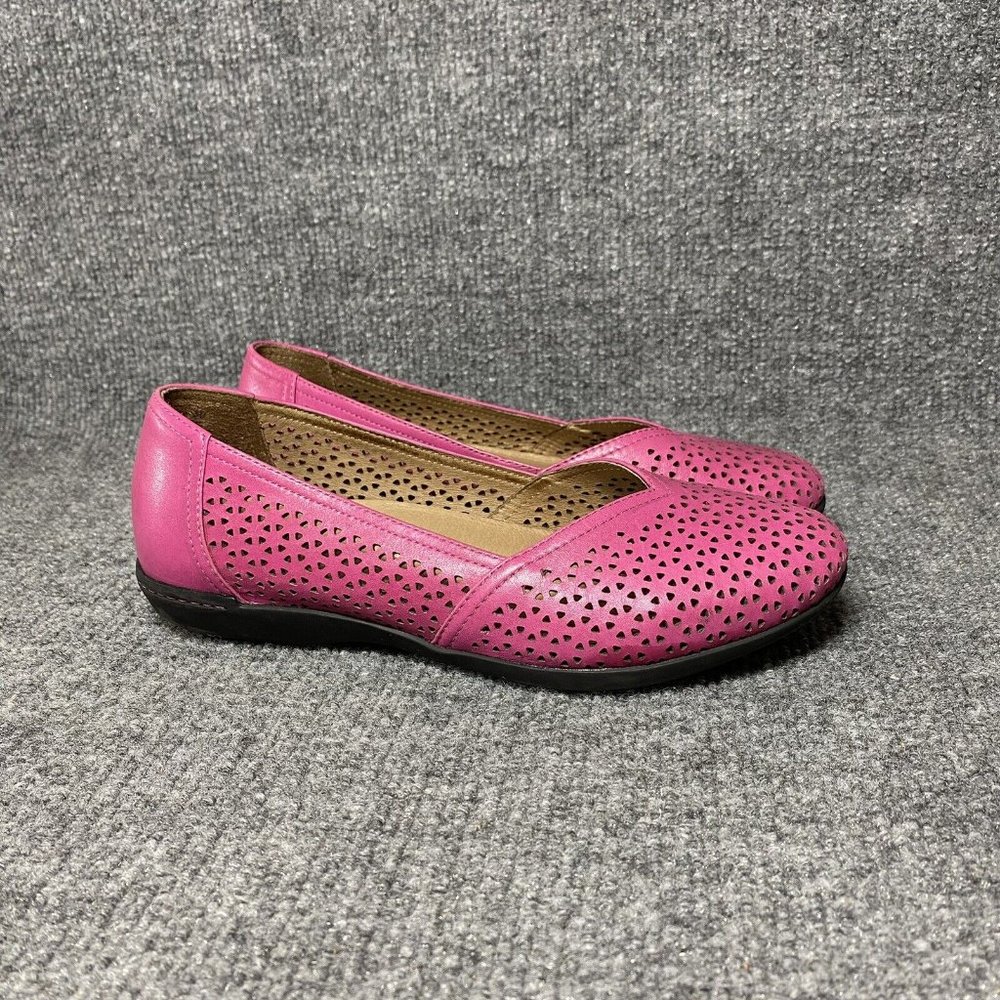 Dansko Neely Perforated Leather Flats Womens 36 / US 6 Pink Slip On Shoes